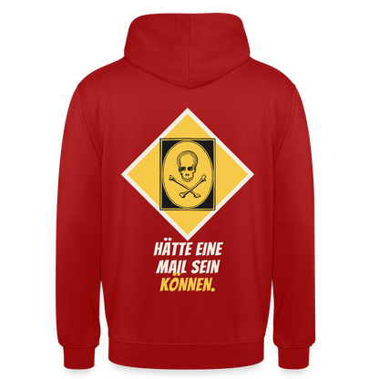 Hätte eine Mail sein können. Gefahrzeichen-Motiv Motiv-Hoodie unisex, Farbe Rot