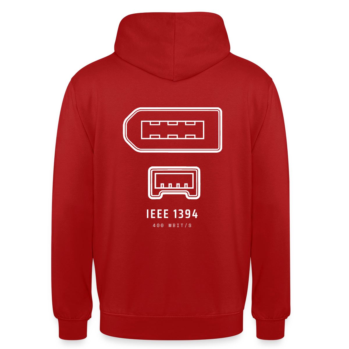"IEEE 1394, 400 Mbit/s" Motiv-Hoodie unisex, Farbe Rot