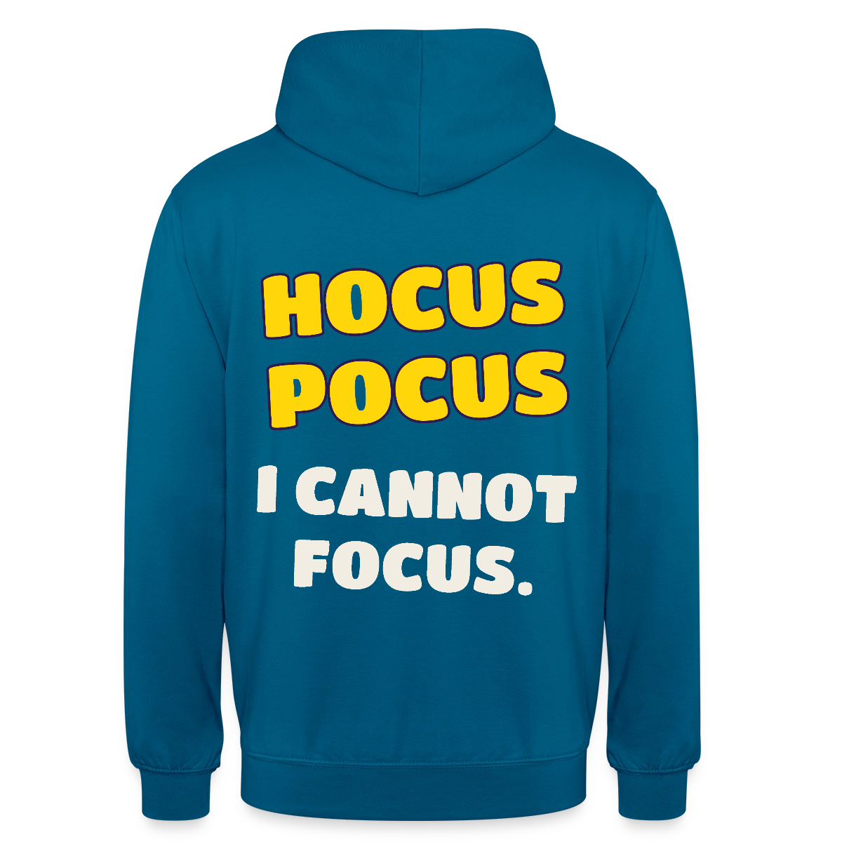Hocus Pocus, I cannot focus. Motiv-Hoodie unisex, Farbe Tiefseeblau