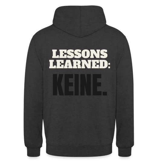 Lessons learned: keine. Motiv-Hoodie unisex, Farbe Anthrazit