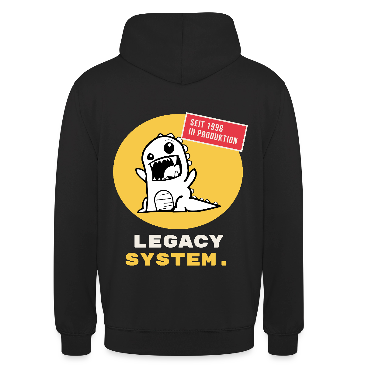 Legacy System. Seit 1998 in Produktion. Motiv-Hoodie unisex, Farbe Schwarz