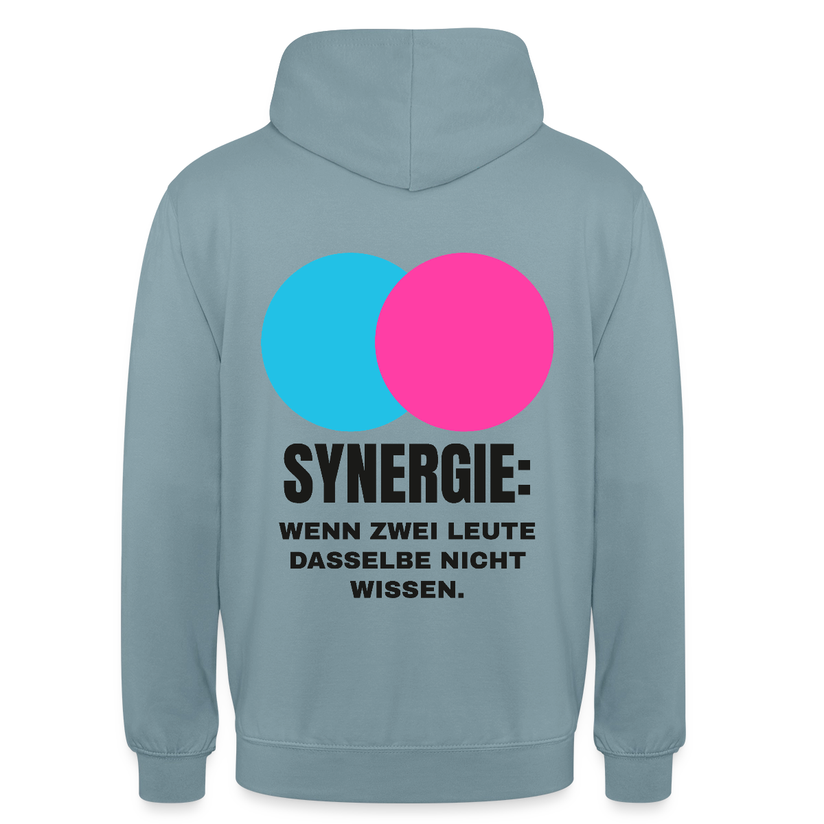 Synergie: Wenn zwei Leute dasselbe nicht wissen. Motiv-Hoodie unisex, Farbe Nebelblau