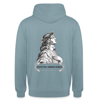 "Gestatten, Dunning-Kruger. Kupferstich-Motiv" Motiv-Hoodie unisex, Farbe Nebelblau