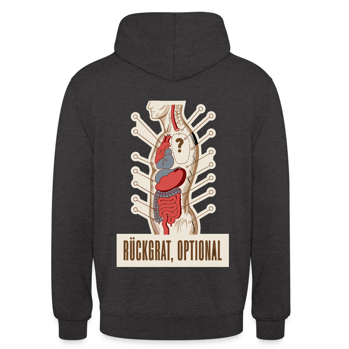 Rückgrat, optional. Anatomie-Motiv Motiv-Hoodie unisex, Farbe Anthrazit