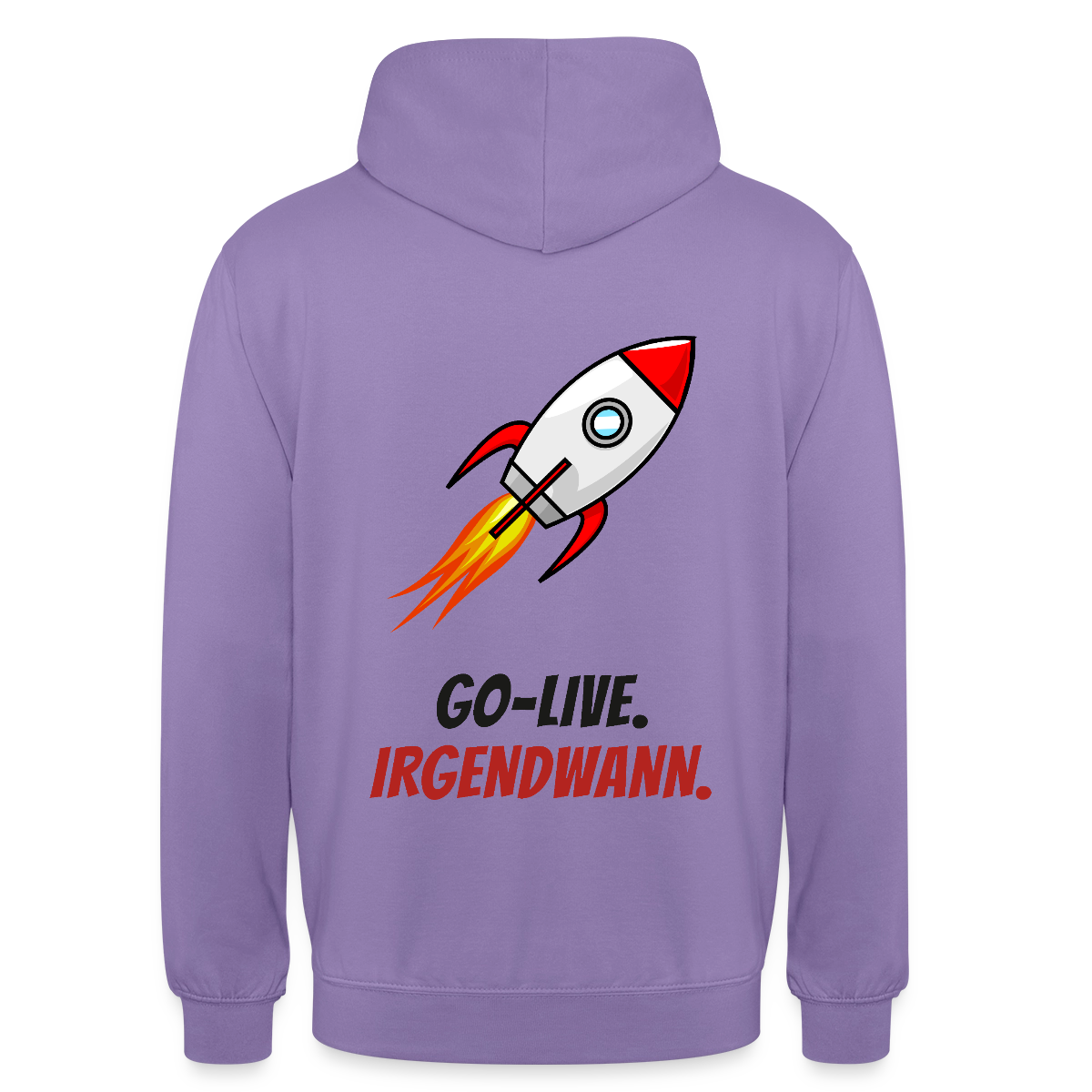 Go-Live. Irgendwann. Motiv-Hoodie unisex, Farbe Lavendel