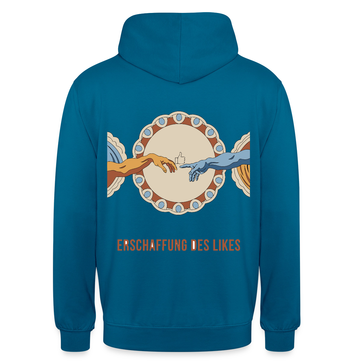 Erschaffung des Likes. Fresko-Motiv Motiv-Hoodie unisex, Farbe Tiefseeblau