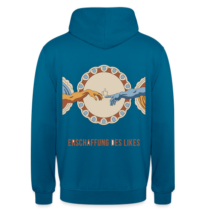 Erschaffung des Likes. Fresko-Motiv Motiv-Hoodie unisex, Farbe Tiefseeblau