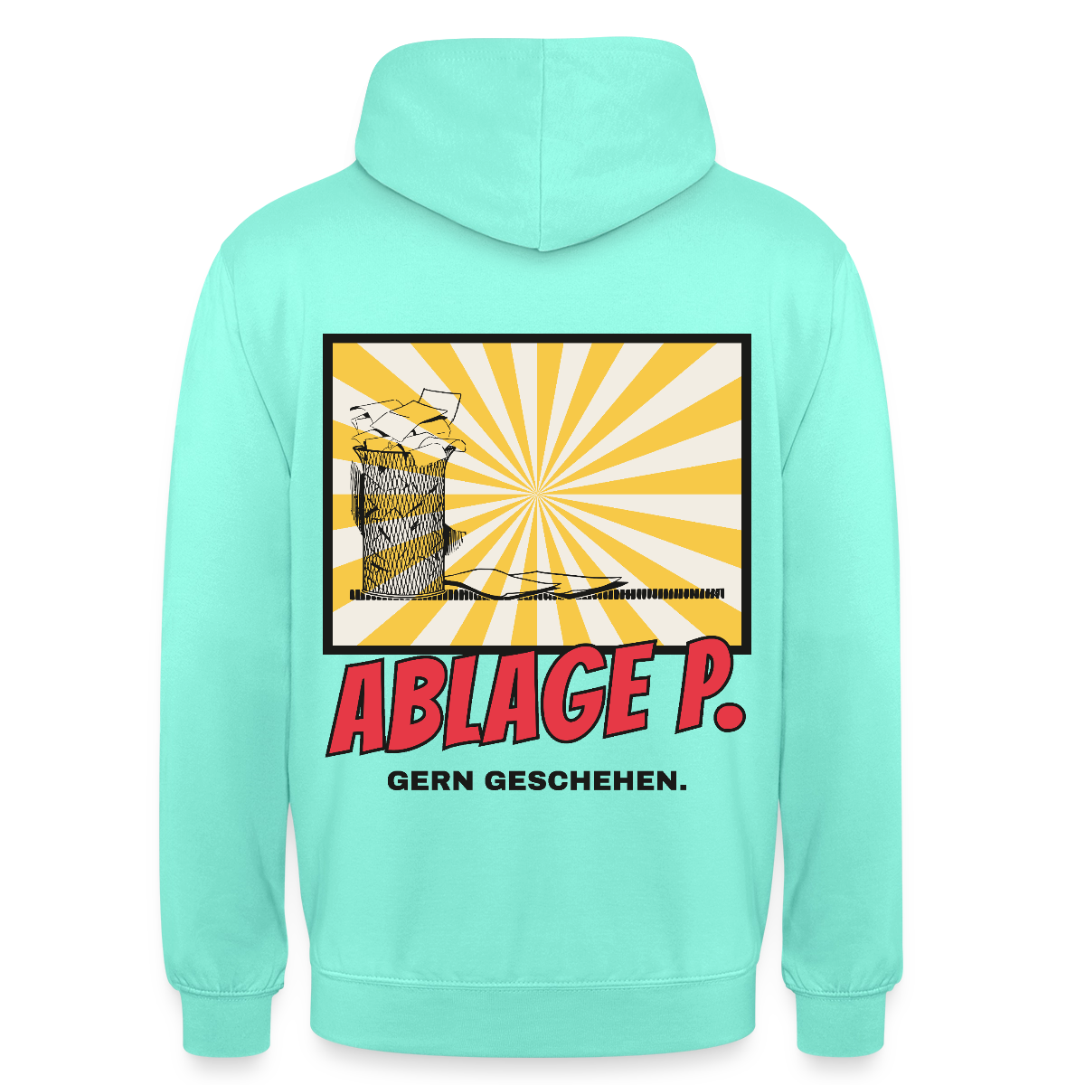 "Ablage P. Gern geschehen. Comic-Motiv" Motiv-Hoodie unisex, Farbe Mint