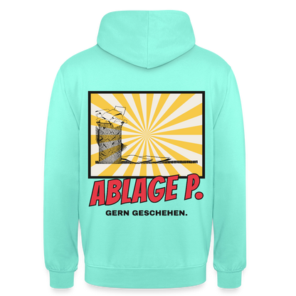 "Ablage P. Gern geschehen. Comic-Motiv" Motiv-Hoodie unisex, Farbe Mint