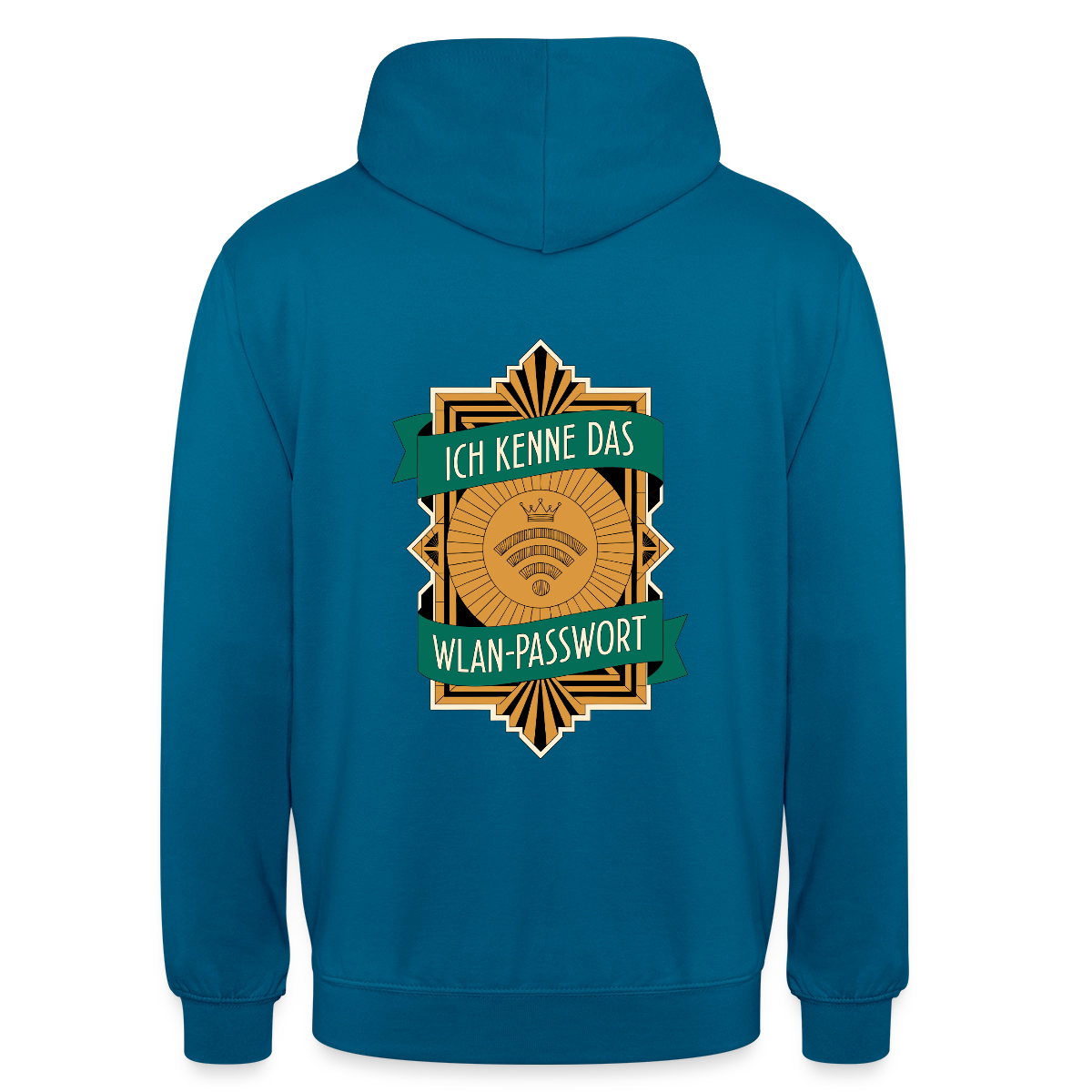 Ich kenne das WLAN-Passwort. Motiv-Hoodie unisex, Farbe Tiefseeblau