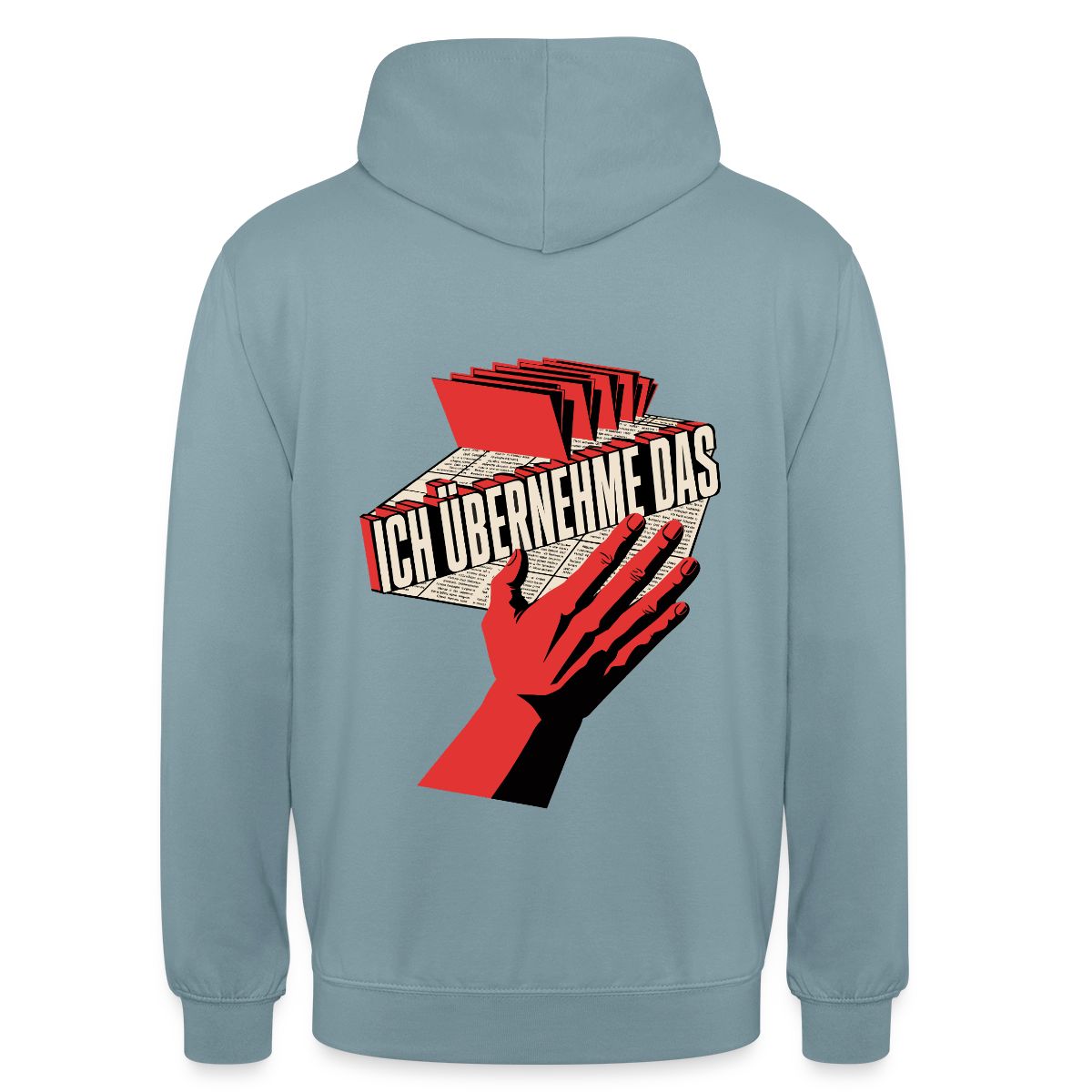 Ich übernehme das. Konstruktivismus-Motiv Motiv-Hoodie unisex, Farbe Nebelblau