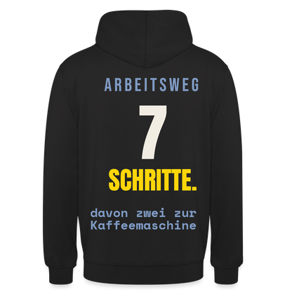 Arbeitsweg: sieben Schritte Motiv-Hoodie unisex, Farbe Schwarz