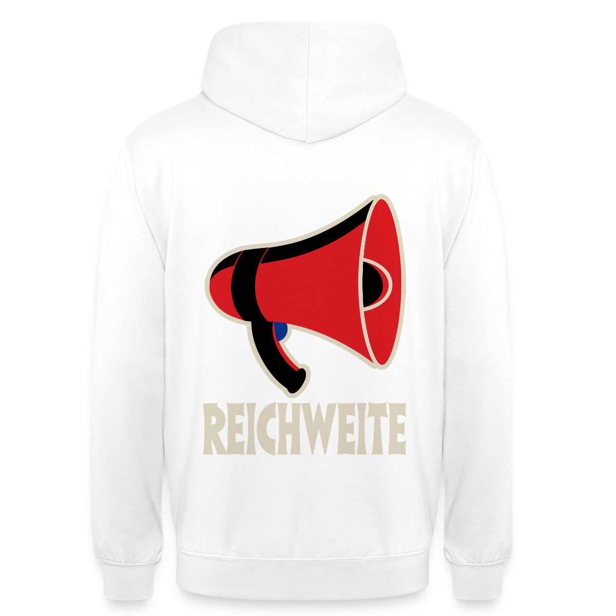 Reichweite. Sachplakat-Motiv Motiv-Hoodie unisex, Farbe Weiß