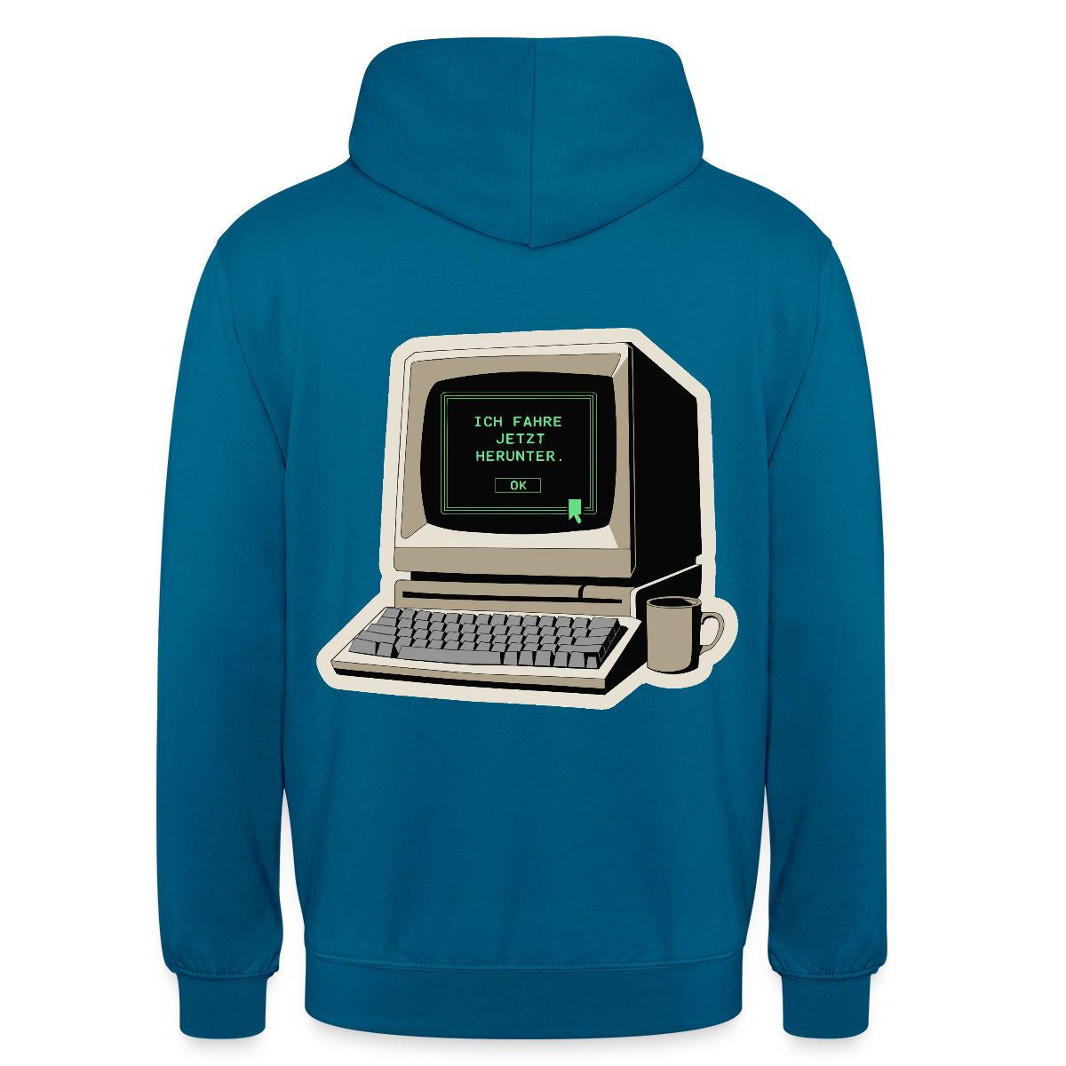 Ich fahre jetzt herunter. Motiv-Hoodie unisex, Farbe Tiefseeblau