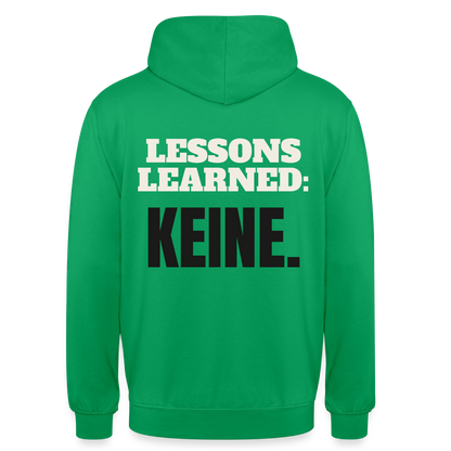 Lessons learned: keine. Motiv-Hoodie unisex, Farbe Kelly Green