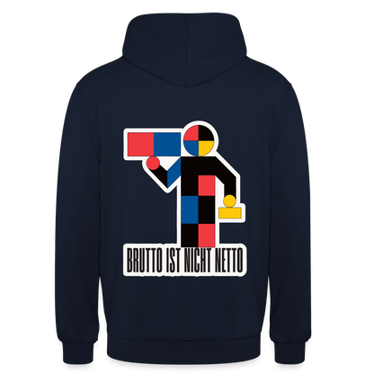 "Brutto ist nicht Netto. Bauhaus-Motiv" Motiv-Hoodie unisex, Farbe Navy