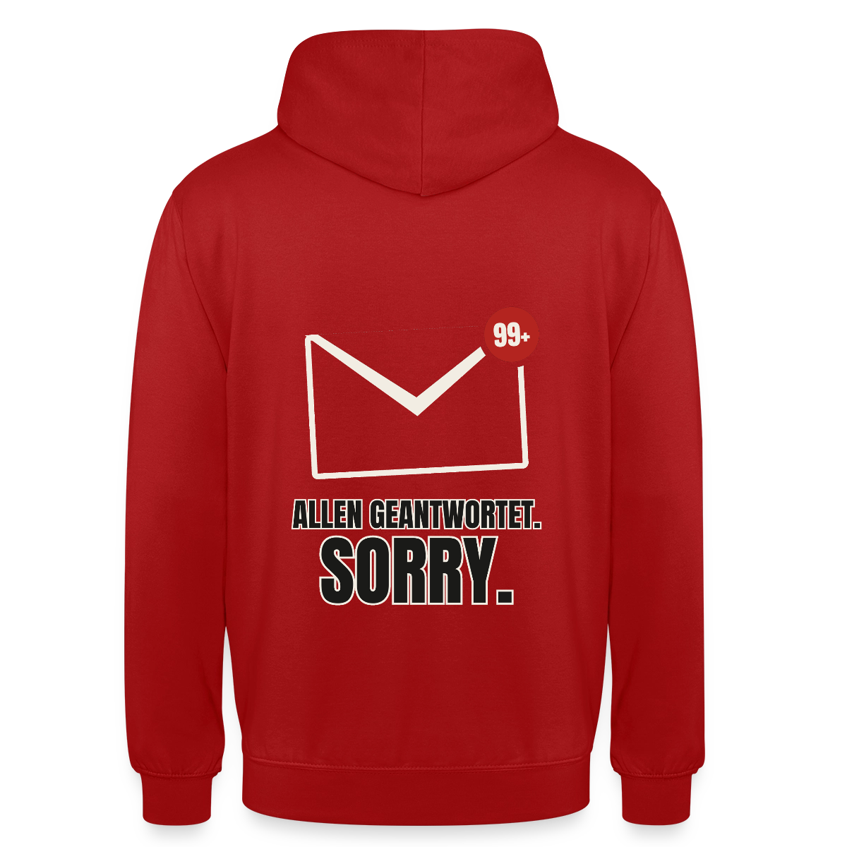 "Allen geantwortet. Sorry." Motiv-Hoodie unisex, Farbe Rot