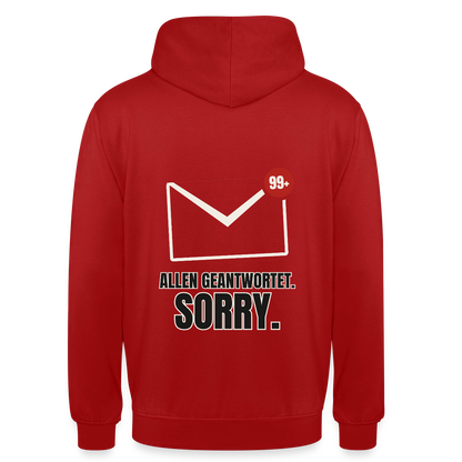 "Allen geantwortet. Sorry." Motiv-Hoodie unisex, Farbe Rot