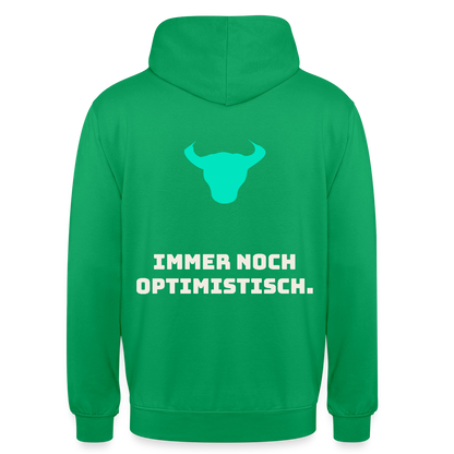 Immer noch optimistisch. Motiv-Hoodie unisex, Farbe Kelly Green