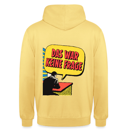 "Das war keine Frage. Popart-Motiv" Motiv-Hoodie unisex, Farbe Zitronengelb