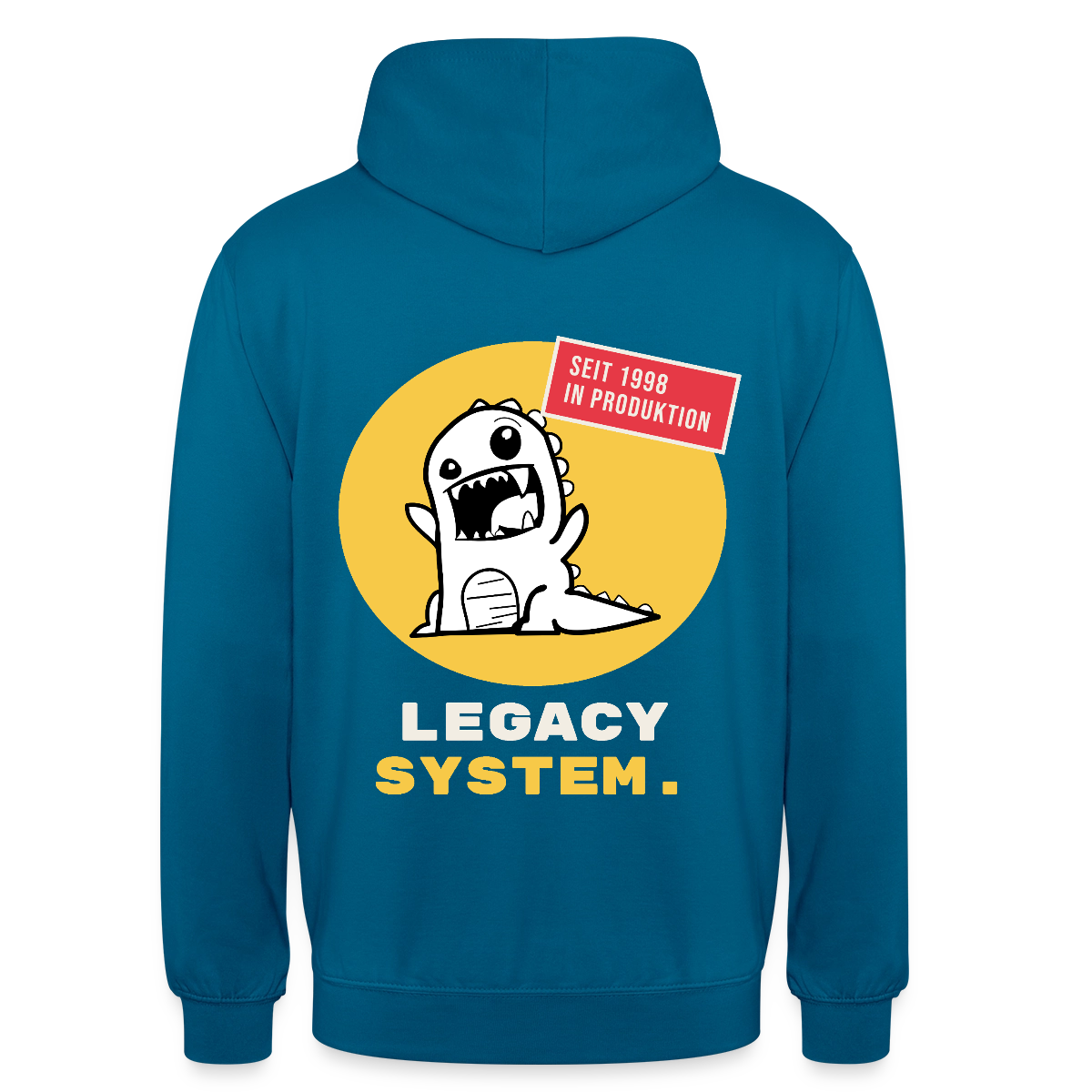 Legacy System. Seit 1998 in Produktion. Motiv-Hoodie unisex, Farbe Tiefseeblau