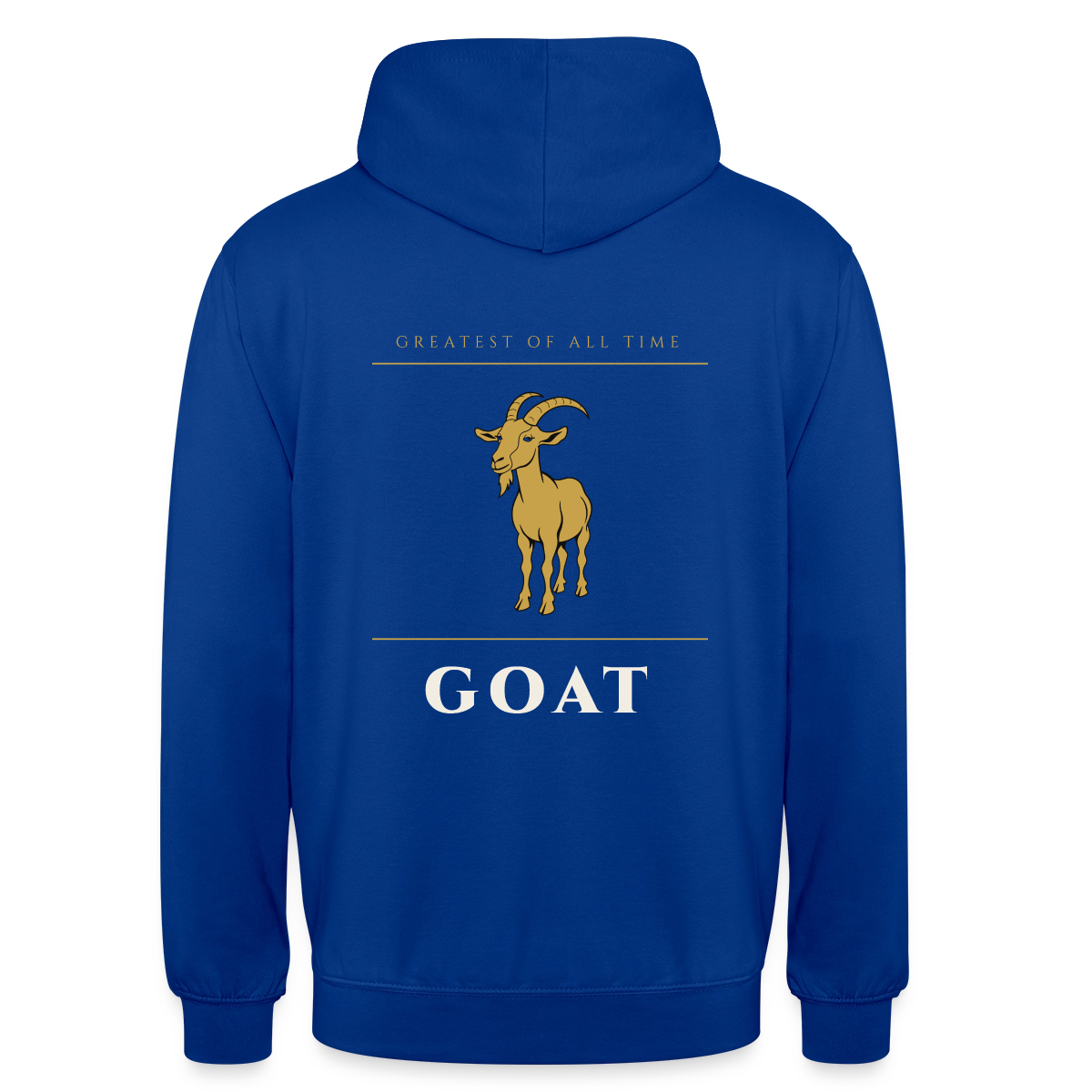 GOAT. Greatest of all time. Motiv-Hoodie unisex, Farbe Royalblau