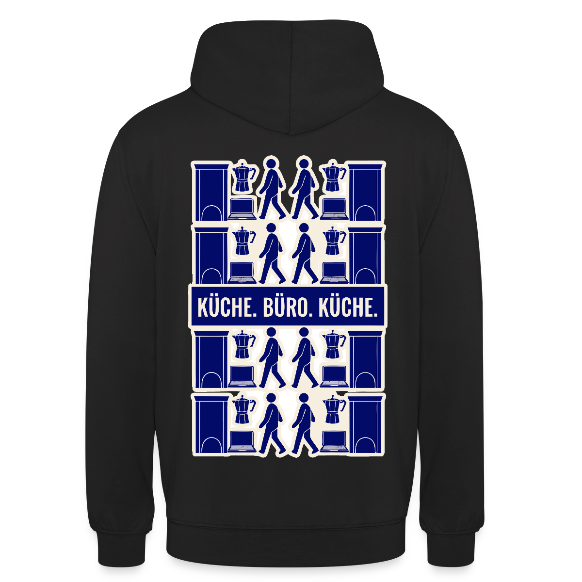 Küche. Büro. Küche. Motiv-Hoodie unisex, Farbe Schwarz