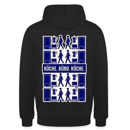Küche. Büro. Küche. Motiv-Hoodie unisex, Farbe Schwarz