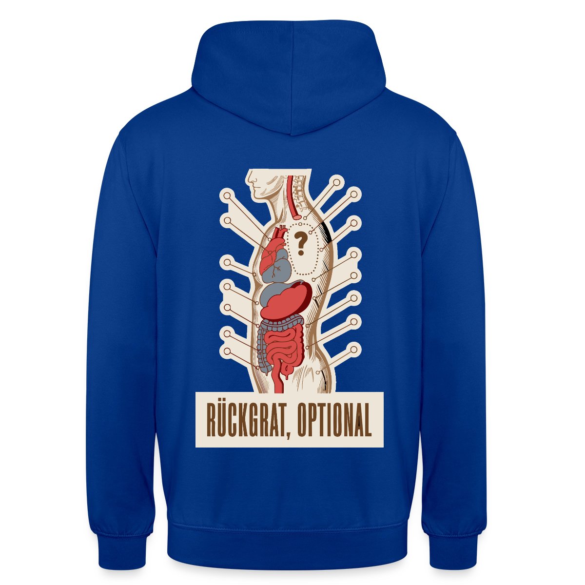 Rückgrat, optional. Anatomie-Motiv Motiv-Hoodie unisex, Farbe Royalblau