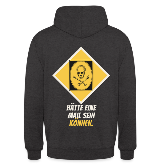 Hätte eine Mail sein können. Gefahrzeichen-Motiv Motiv-Hoodie unisex, Farbe Anthrazit
