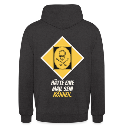 Hätte eine Mail sein können. Gefahrzeichen-Motiv Motiv-Hoodie unisex, Farbe Anthrazit