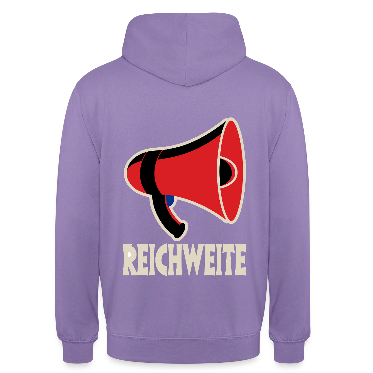 Reichweite. Sachplakat-Motiv Motiv-Hoodie unisex, Farbe Lavendel