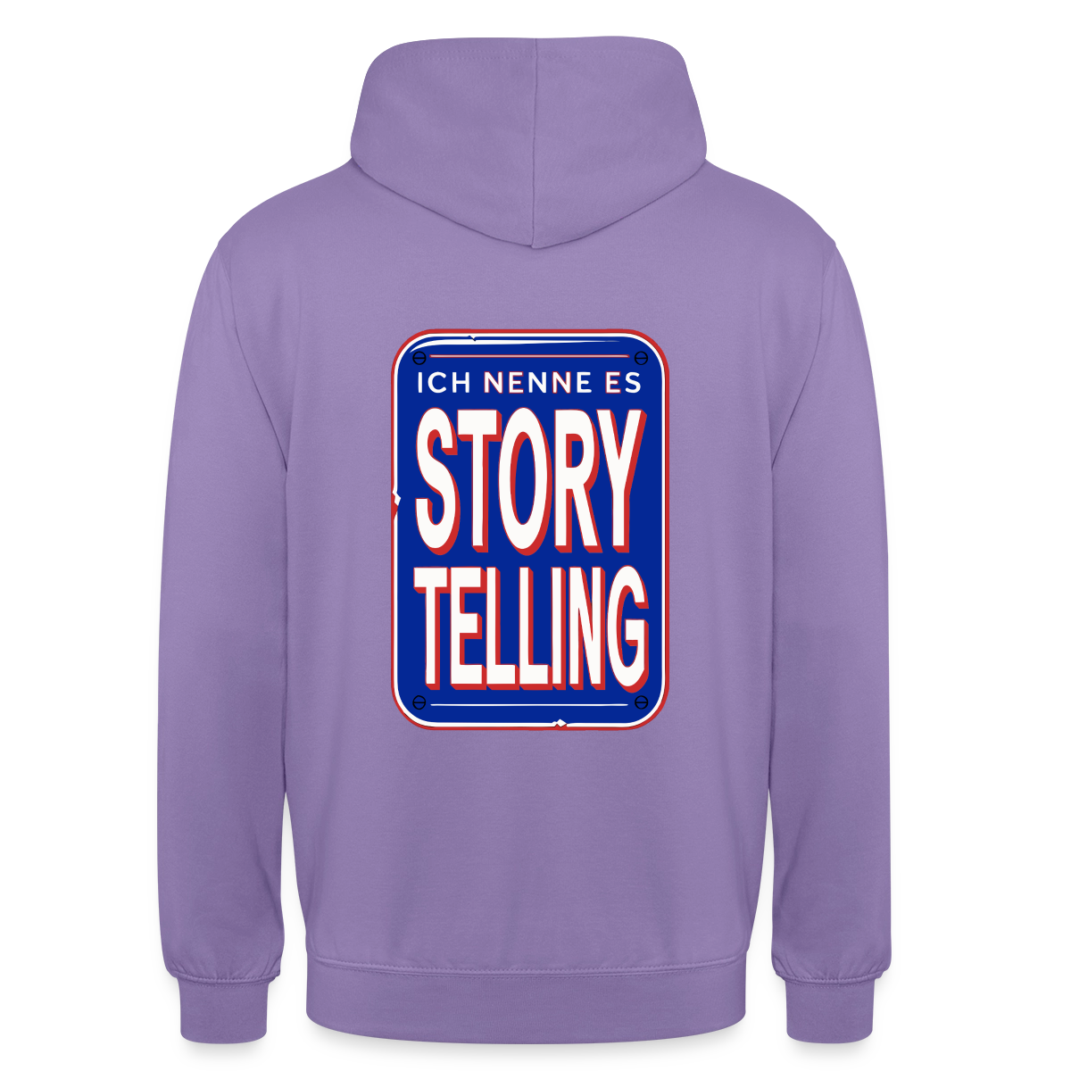 Ich nenne es Storytelling. Motiv-Hoodie unisex, Farbe Lavendel
