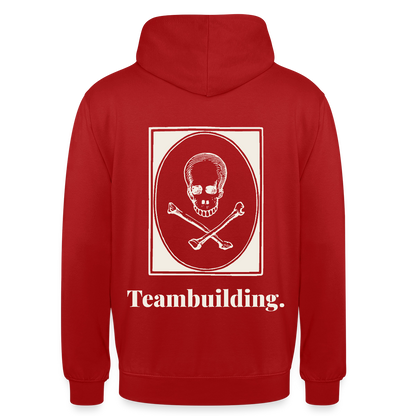 "Teambuilding." Motiv-Hoodie unisex, Farbe Rot