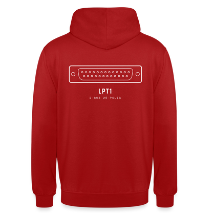 "LPT1, D-Sub 25-polig" Motiv-Hoodie unisex, Farbe Rot