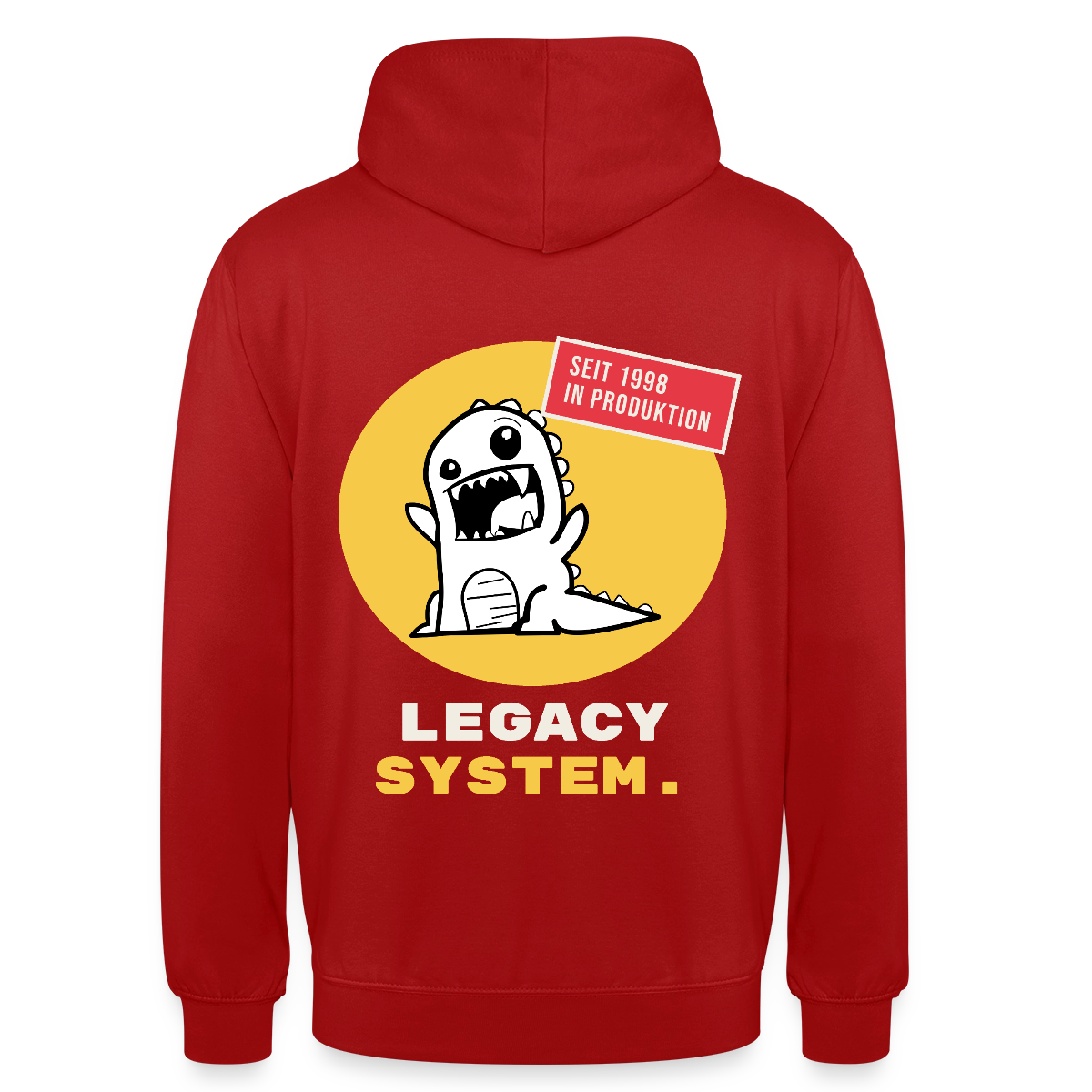 Legacy System. Seit 1998 in Produktion. Motiv-Hoodie unisex, Farbe Rot