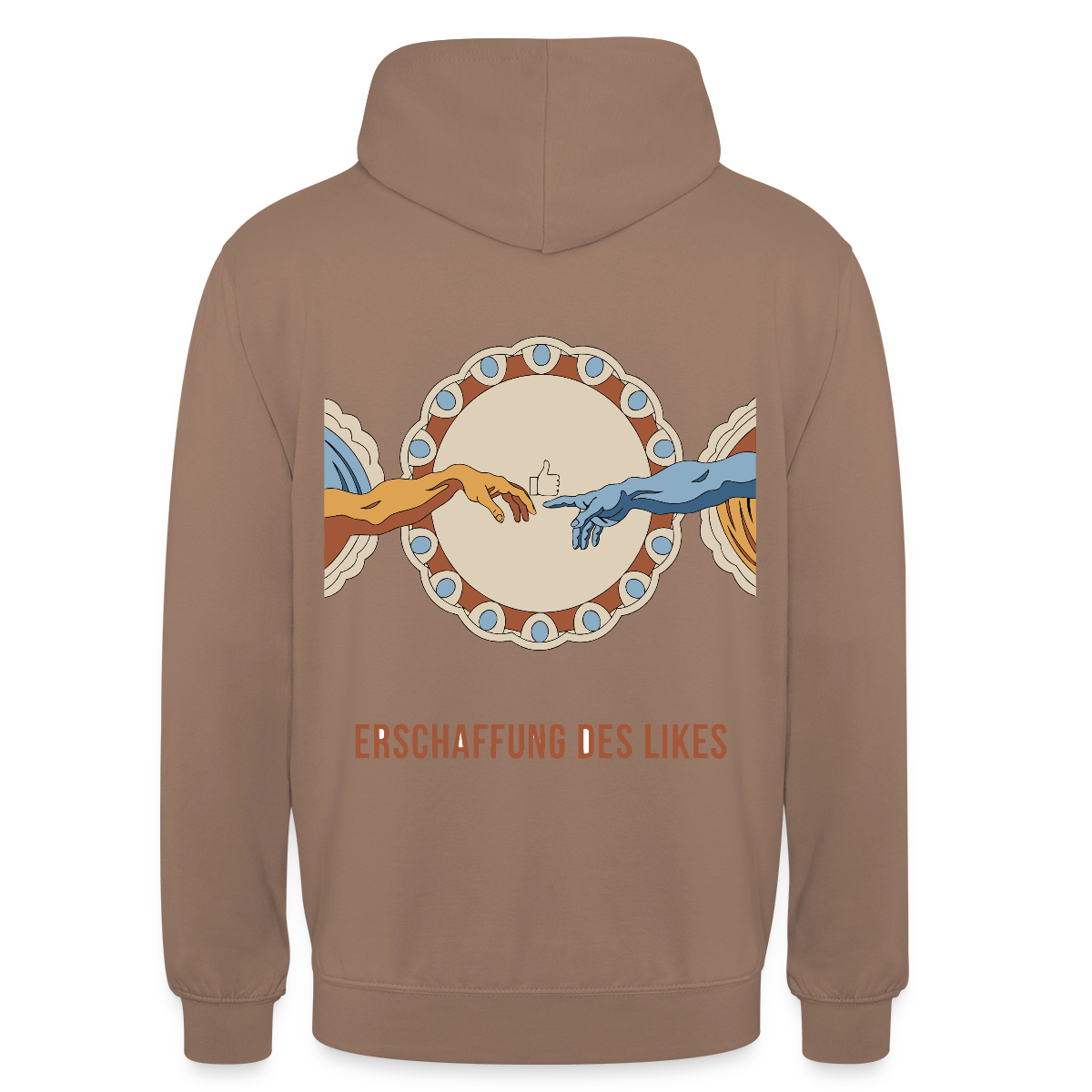 Erschaffung des Likes. Fresko-Motiv Motiv-Hoodie unisex, Farbe Mokka
