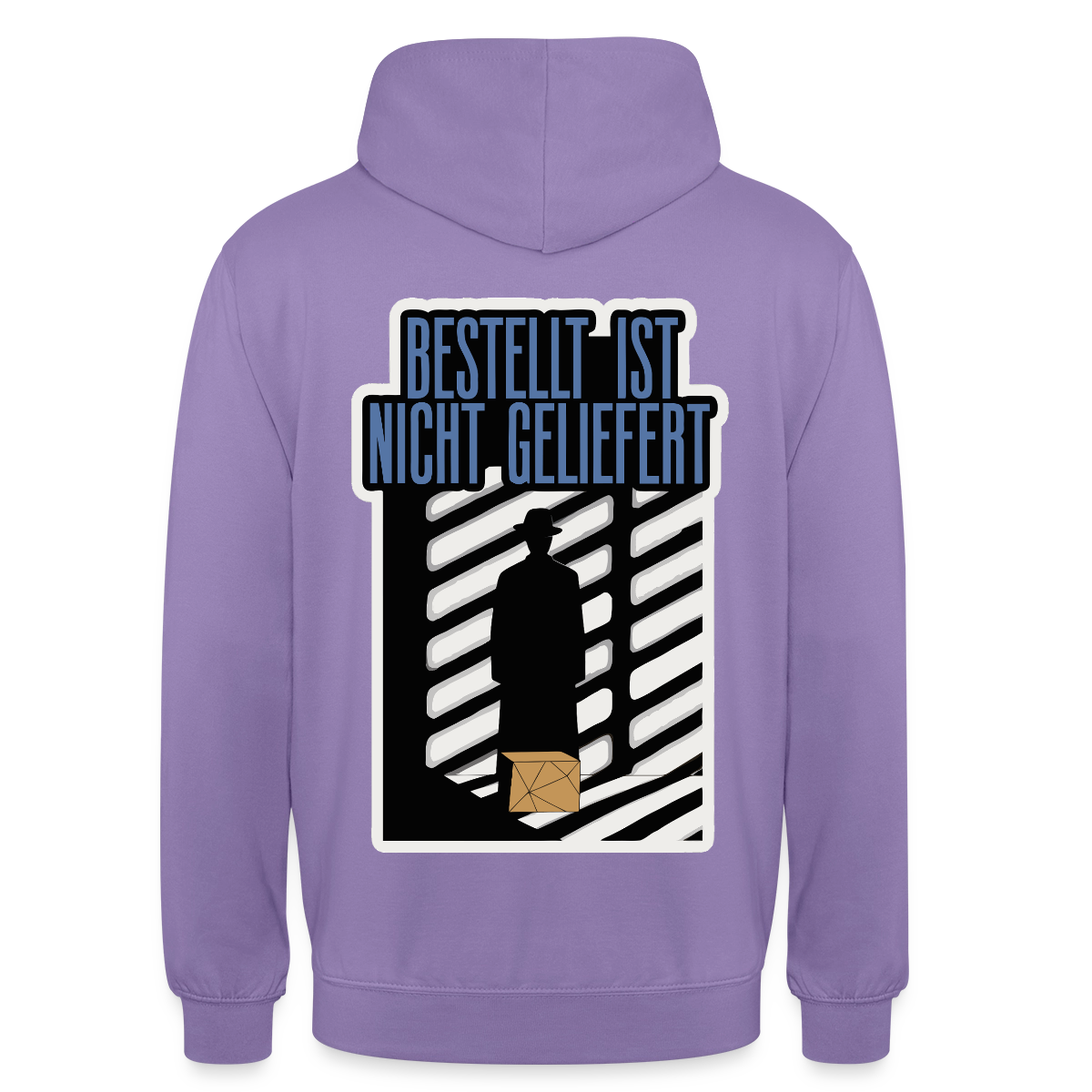 "Bestellt ist nicht geliefert. Film-noir-Motiv" Motiv-Hoodie unisex, Farbe Lavendel
