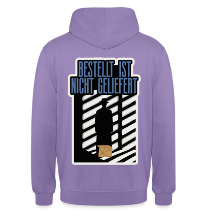 "Bestellt ist nicht geliefert. Film-noir-Motiv" Motiv-Hoodie unisex, Farbe Lavendel