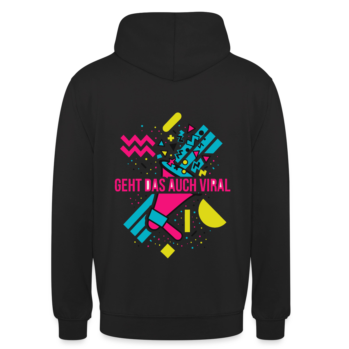 Geht das auch viral? Memphis-Motiv Motiv-Hoodie unisex, Farbe Schwarz