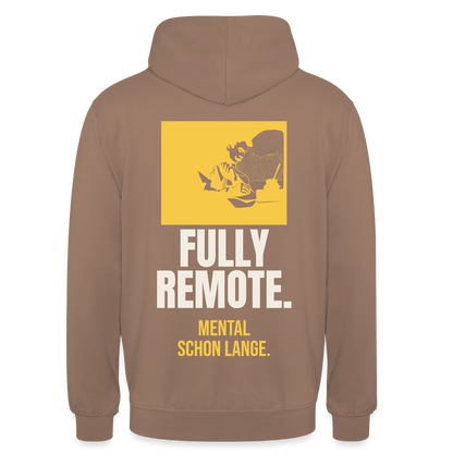 Fully remote Motiv-Hoodie unisex, Farbe Mokka
