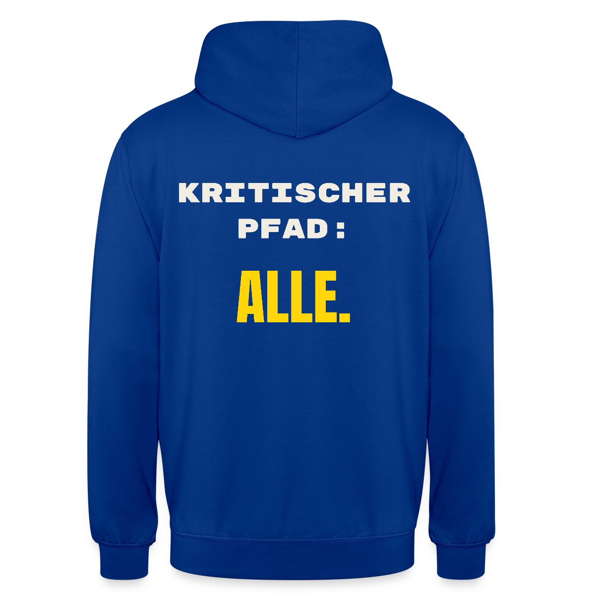 Kritischer Pfad: alle. Motiv-Hoodie unisex, Farbe Royalblau