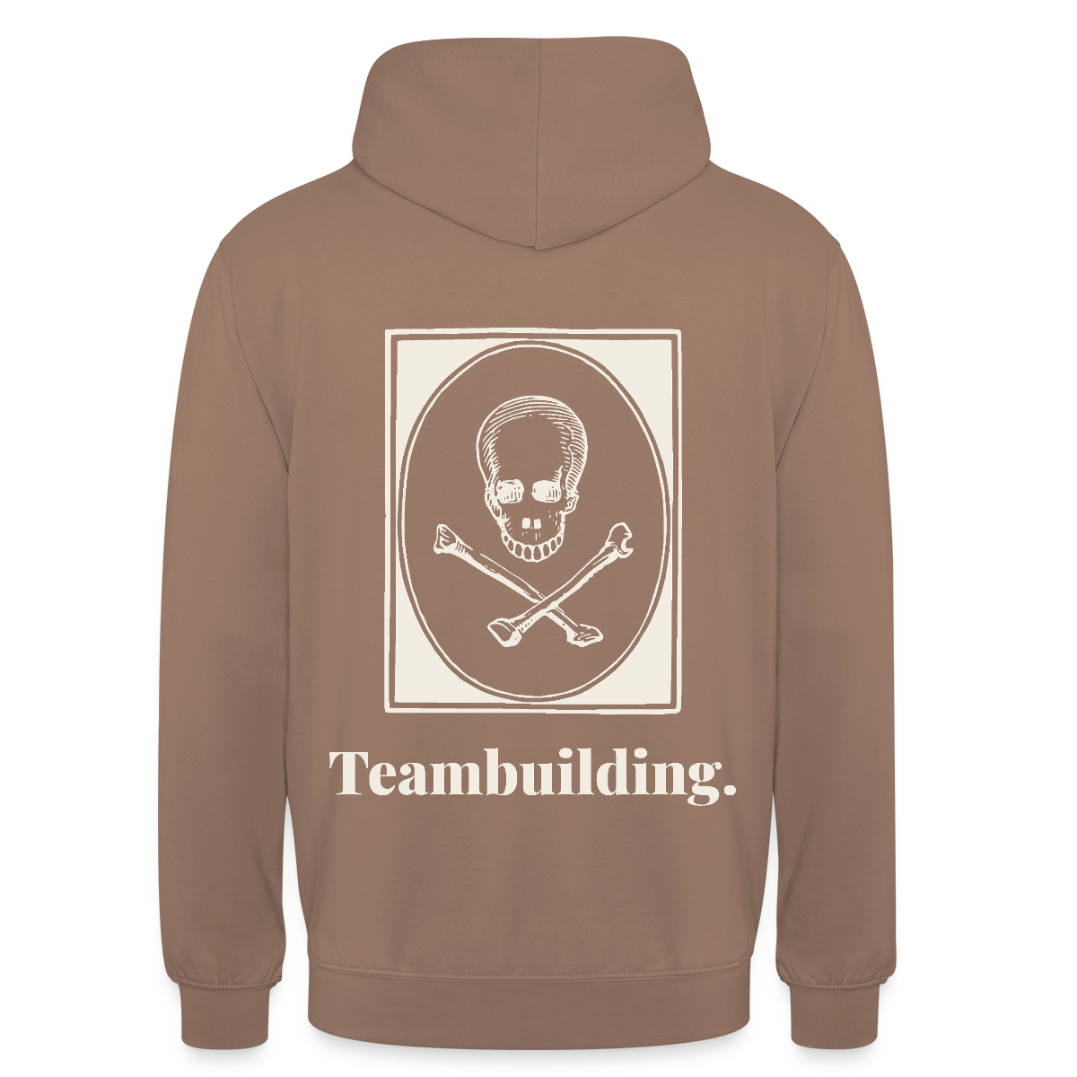 "Teambuilding." Motiv-Hoodie unisex, Farbe Mokka