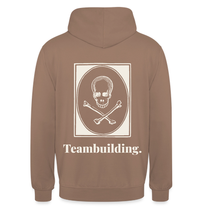 "Teambuilding." Motiv-Hoodie unisex, Farbe Mokka