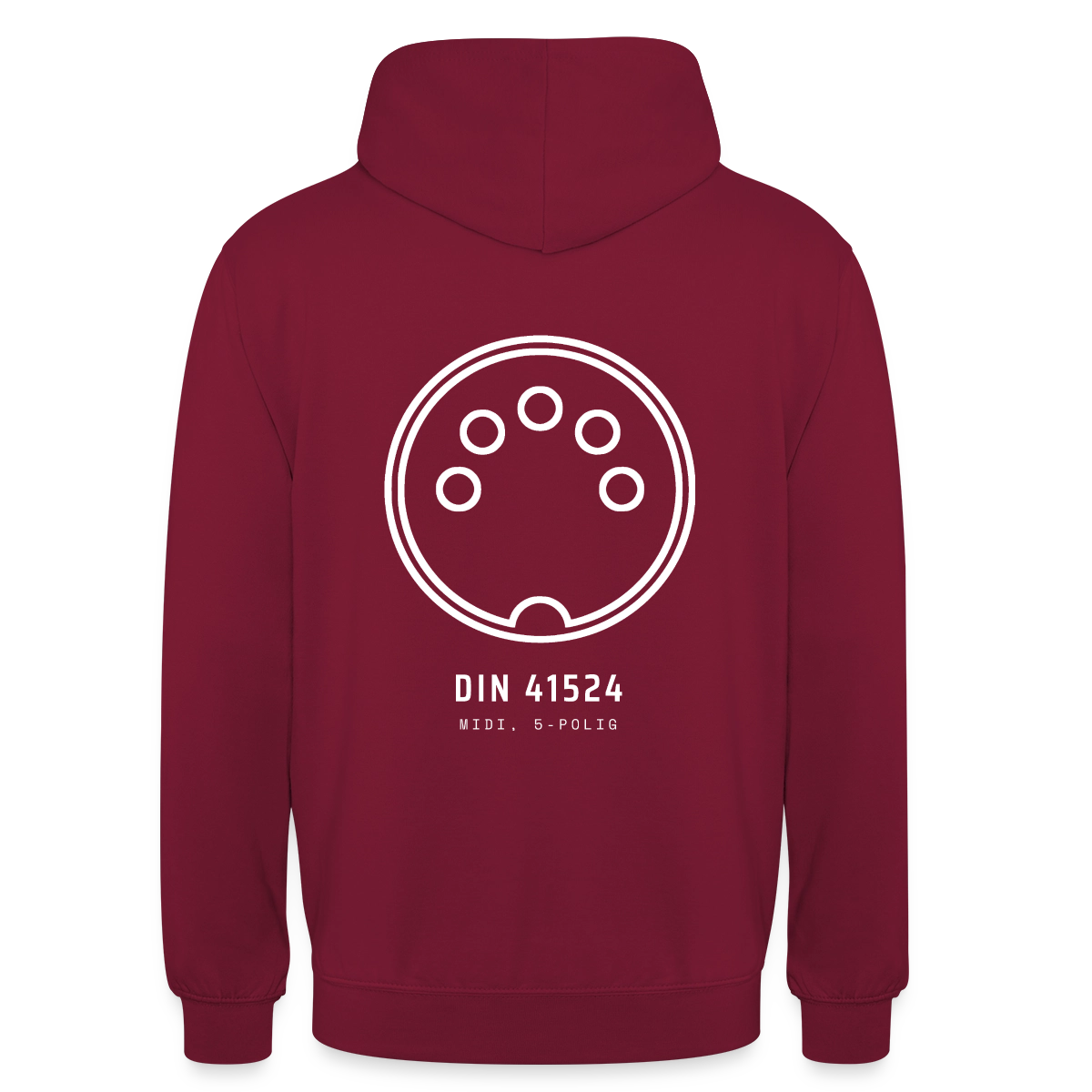 "DIN 41524, MIDI 5-polig" Motiv-Hoodie unisex, Farbe Bordeaux