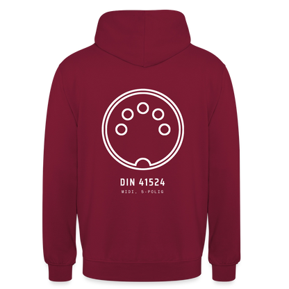"DIN 41524, MIDI 5-polig" Motiv-Hoodie unisex, Farbe Bordeaux