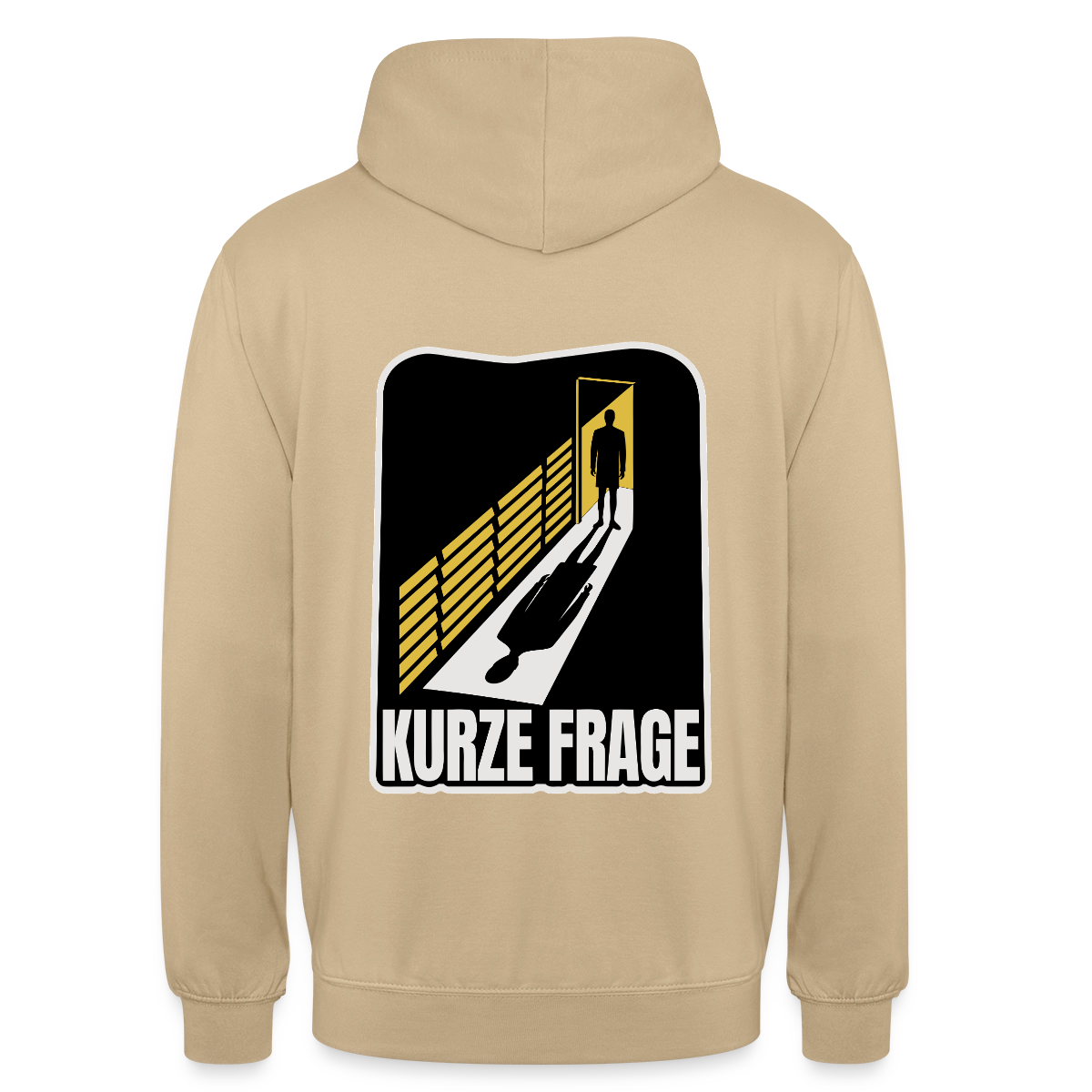 "Kurze Frage. Film-noir-Motiv" Motiv-Hoodie unisex, Farbe Beige