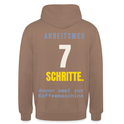 Arbeitsweg: sieben Schritte Motiv-Hoodie unisex, Farbe Mokka