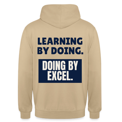 "Learning by doing. Doing by Excel." Motiv-Hoodie unisex, Farbe Beige
