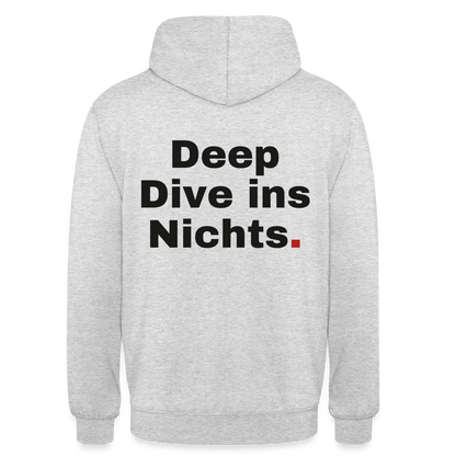 Deep Dive ins Nichts. Motiv-Hoodie unisex, Farbe Hellgrau meliert